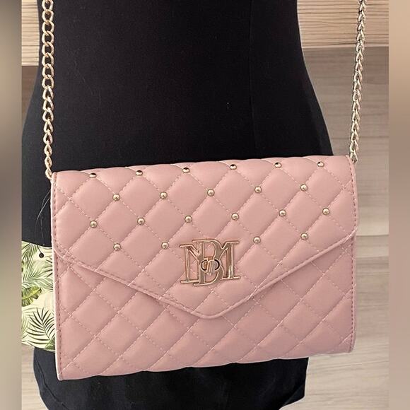 NWT Badgley Mischka Blush Pink Diamond Quilted Crossbody Bag - Picture 1 of 14